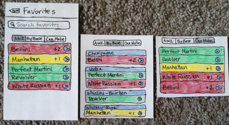 Paper Prototype - Browsing for Ingredients