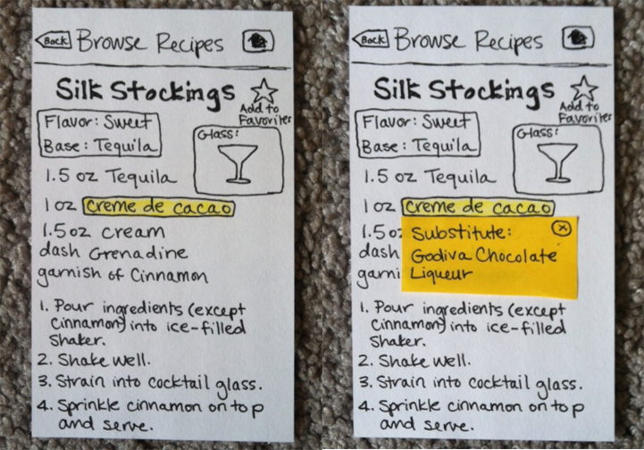 Paper Prototype - Recipe with Substitution Option